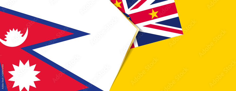 Nepal and Niue flags, two vector flags. Nepal and Niue flags, two vector flags.