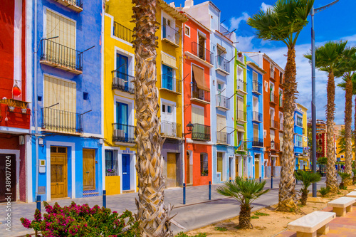 Colorful street of Villajoyosa, Spain photo