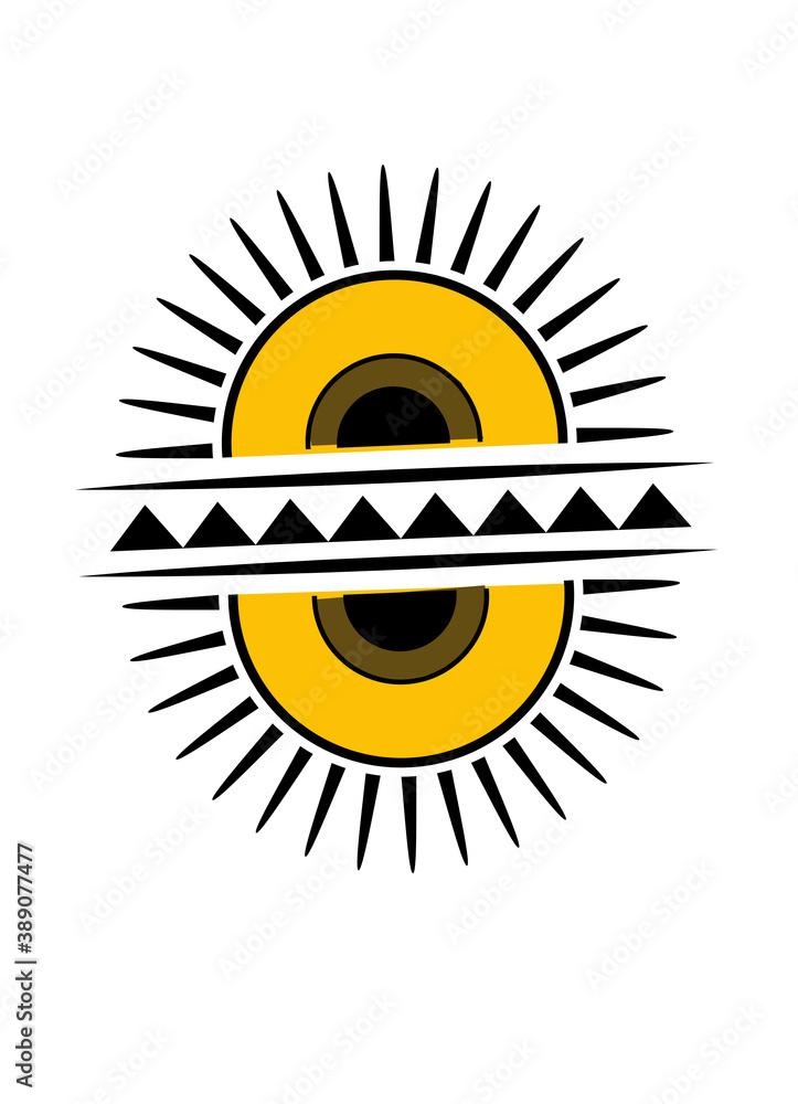 Art tattoo picture of bright sun. Colorful tattoo. Ancient Egypt mythology.  Ancient civilization art design. Cartoon vector illustration Stock Vector |  Adobe Stock
