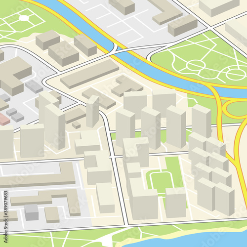 City map navigation, color paper design background, flat drawing schema, 3D simple city plan GPS navigation on paper city map. Route of delivery check point graphic