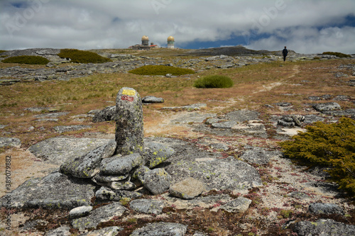 Highest peak in Portugal mountain range Serra da Estrela. Portugal mountains. Abandoned observatory at Torre mountain. Hiking in Portugal.
