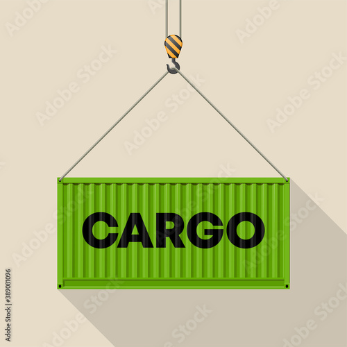 Flat side view shipping cargo 20 foot container delivery. Large metal 20 ft containers for transportation. Delivery of cargo shipping. illustration