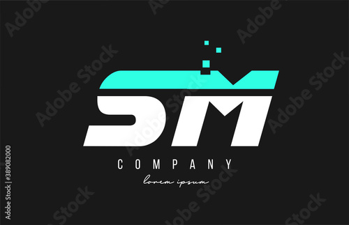 sm s m alphabet letter logo combination in blue and white color. Creative icon design for business and company photo