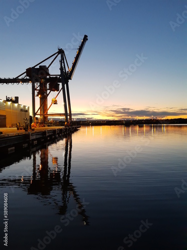 Sunset in port.Sweden. Oxelosund.