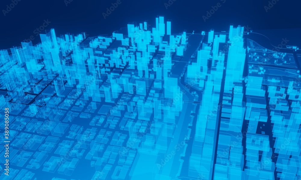 The future big city hologram