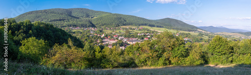 Slovakia - The panorama of landscape of Gemer and with the Rakovnica village.
