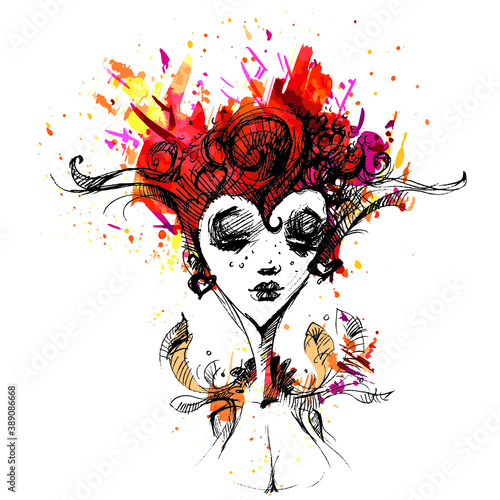 A fairy tale. Beautiful girl with a hairstyle