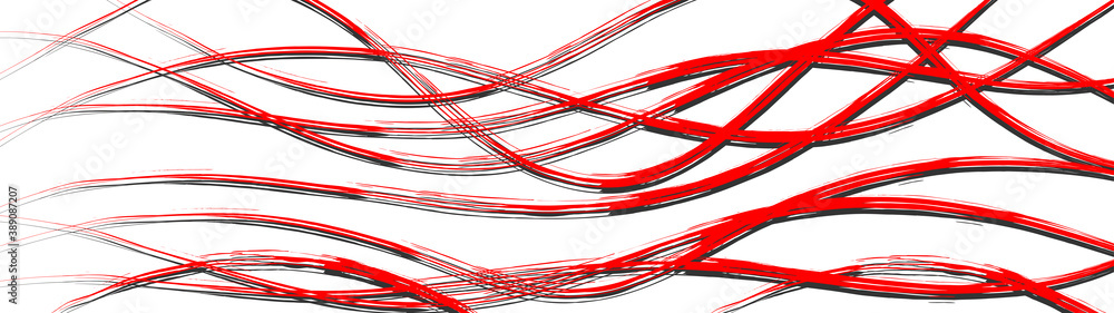 Abstract background of wavy intertwining lines with shadows, red on white Abstract background of wavy intertwining lines with shadows, red on white
