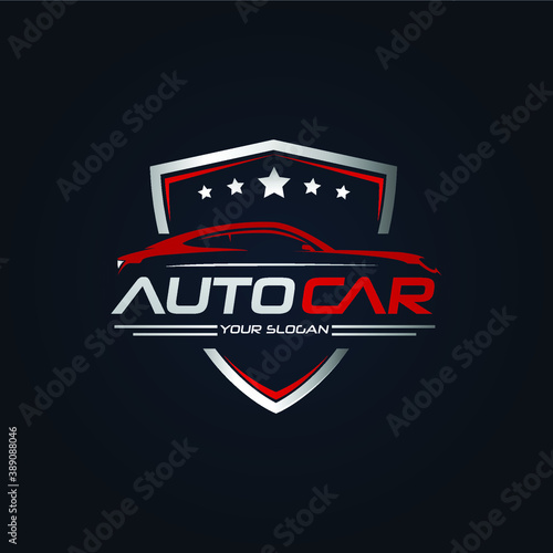 Car Garage Premium Concept Logo Design - Red Silver Gold Color Auto Car Sport Design