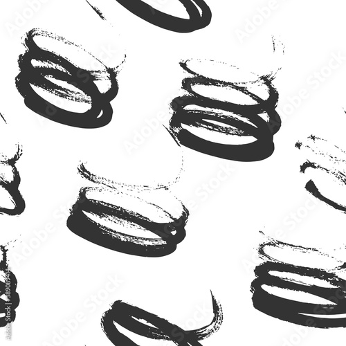Monochrome Seamless Pattern for fabric design. Water splash paint splatter. Background texture old fabric. Ink paint Line vector.