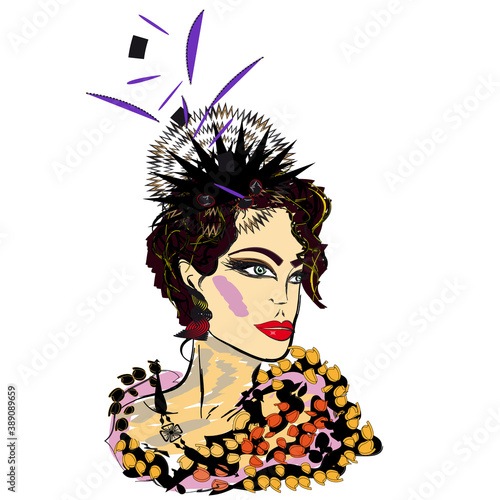 Woman in fancy hat, extravagance, glamorous 