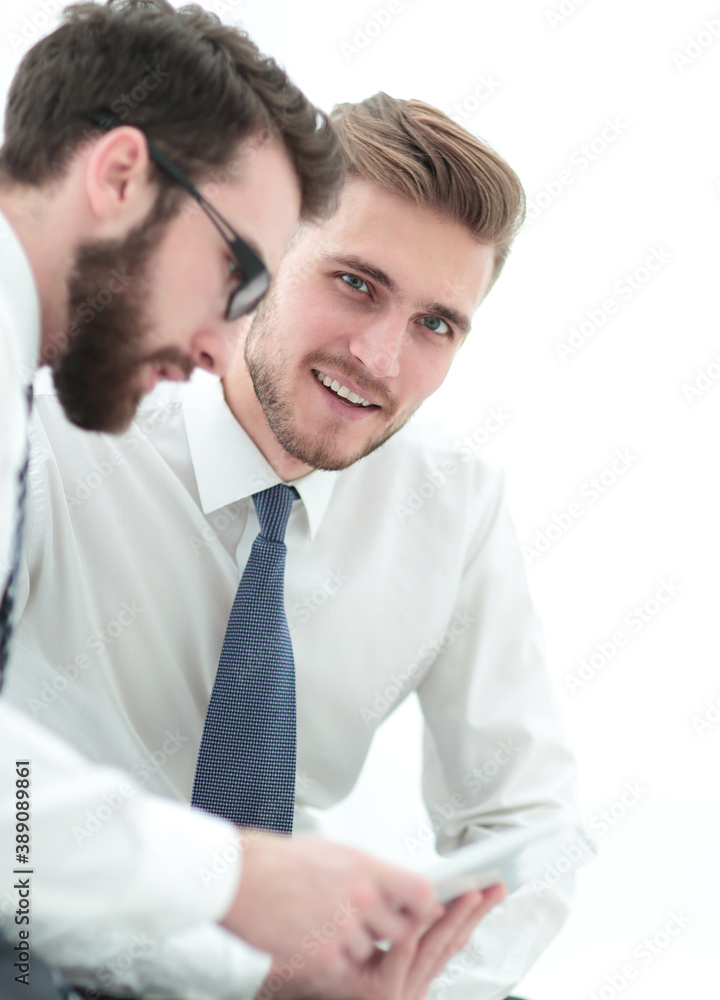 close up.business colleagues with digital tablet. close up.business colleagues with digital tablet.
