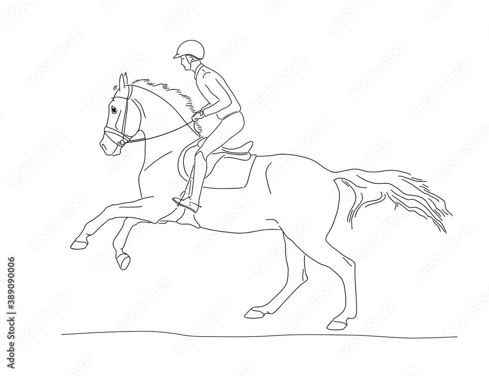 Fototapeta premium Athlete riding the horse during a routine workout