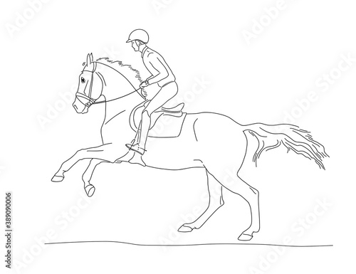 Athlete riding the horse during a routine workout
