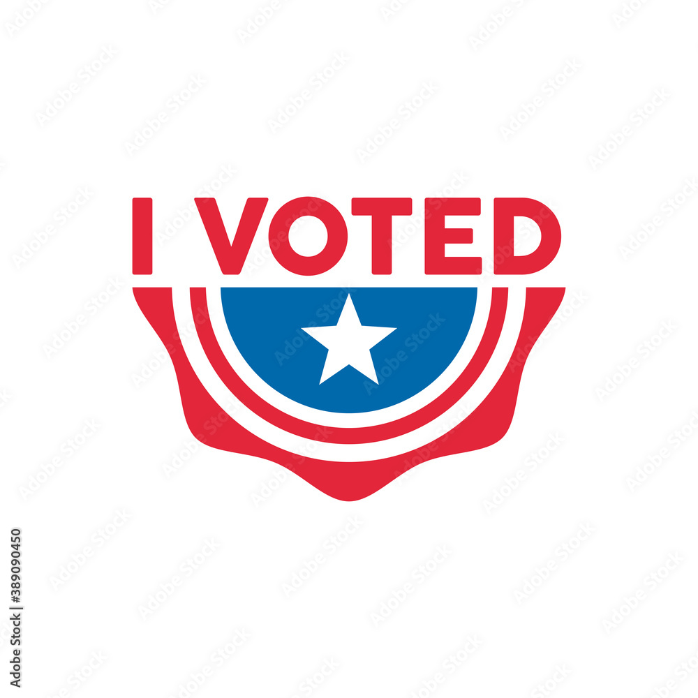 i voted lettering with star in flag