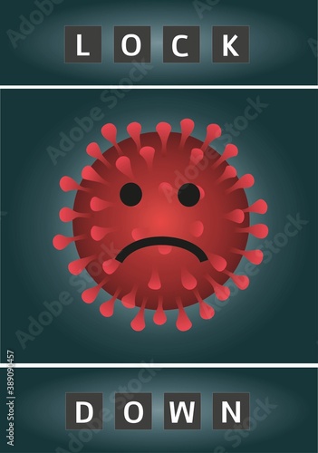 Coronavirus Lockdown symbol. Lock down concept for virus outbreak.