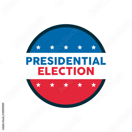 presidential election lettering with stars stamp