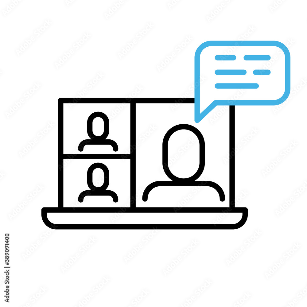 Video conference icon. People on computer screen. Home office symbol. Digital communication. Internet teaching media. Video conference icon. People on computer screen. Home office symbol. Digital communication. Internet teaching media.