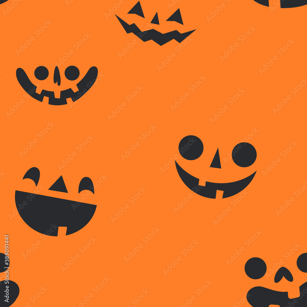 Halloween pumpkin faces seamless pattern. Carved pumpkins texture background. Halloween pumpkin faces seamless pattern. Carved pumpkins texture background.