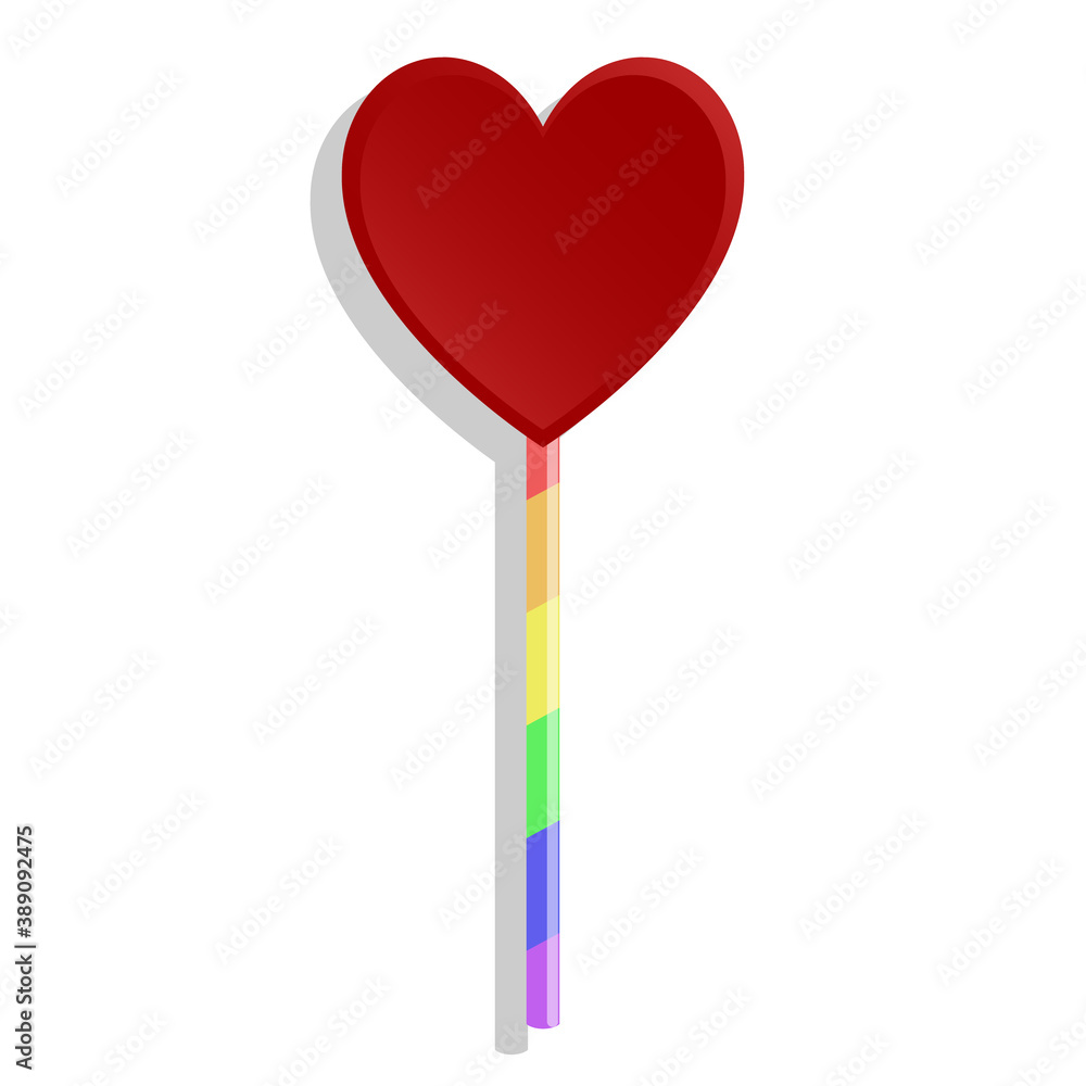 Lollipop in rainbow colors isolated on white background. Vector illustration.