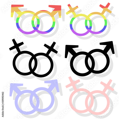 Gender symbol icons isolated on white background. Vector illustration.