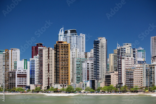 City view of Balneario Camboriu  Santa Catarina  Brazil and sky blue