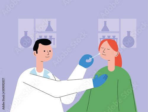 male doctor with patient taking covid19 test