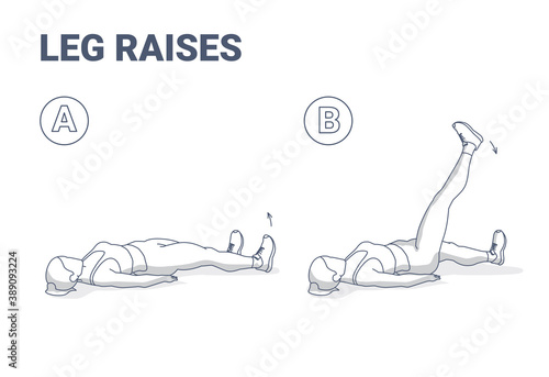 Leg Raise Home Workout Female Exercise Guidance Illustration.
