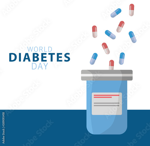 world diabetes day campaign with bottle drugs