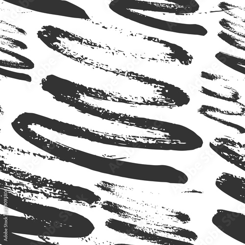 Monochrome Seamless Pattern for fabric design. Water splash paint splatter. Background texture old fabric. Ink paint Line vector.