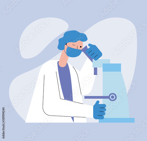male doctor laboratory using microscope