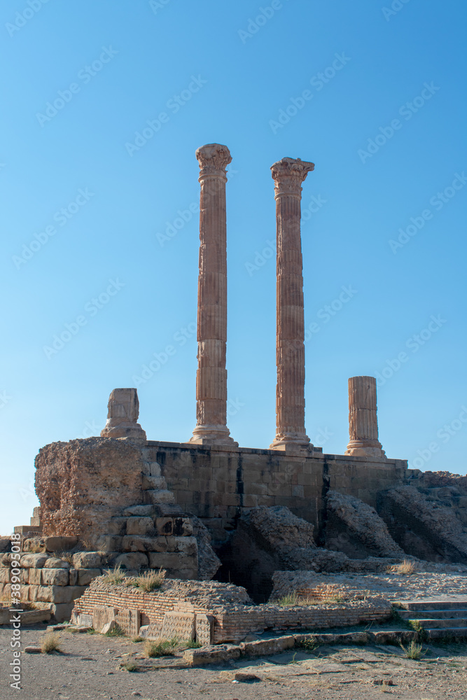 Timgad, Batna/Algeria - 10/11/2020: The Ruins of the Ancient city of Timgad (Thamugas) , Build around 100 BC in the Aures Region.