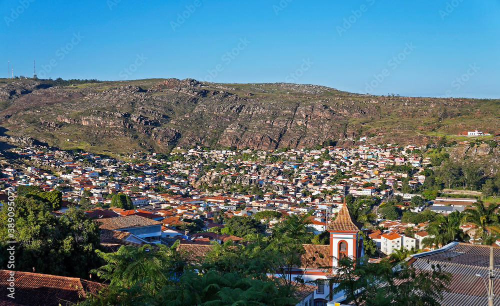 Panoramic view of historical city of Diamantina, Minas Gerais, Brazil