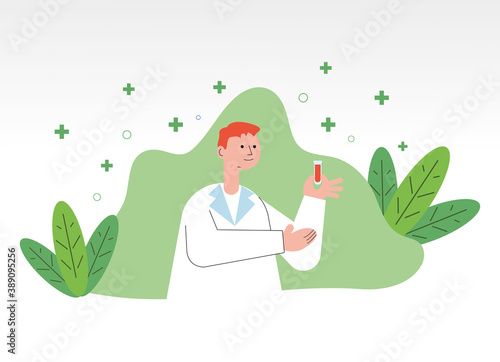 male doctor with blood in tube test