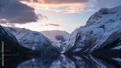 Landscape in the Norwegian Fjords, in Winter