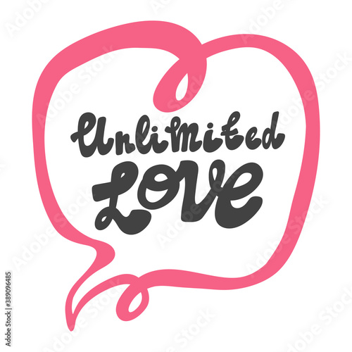 Unlimited love heart bubble lace. Hand drawn lettering logo for social media content