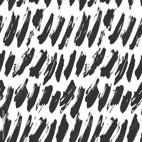 Monochrome Seamless Pattern for fabric design. Water splash paint splatter. Background texture old fabric. Ink paint Line vector.