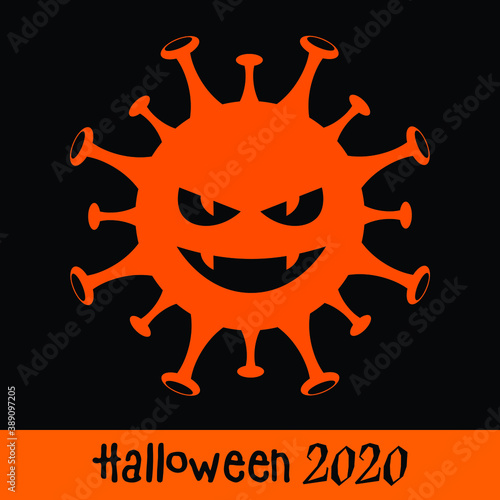 Nasty COVID-19 virus halloween 2020 pumpkin vector