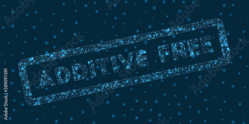 Additive free word in digital style. Glowing geometric additive free badge. Vibrant vector illustration.