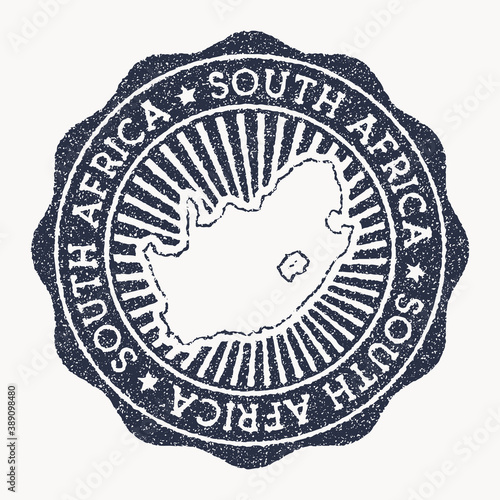 South Africa stamp. Travel rubber stamp with the name and map of the country, vector illustration. Can be used as insignia, logotype, label, sticker or badge of South Africa.