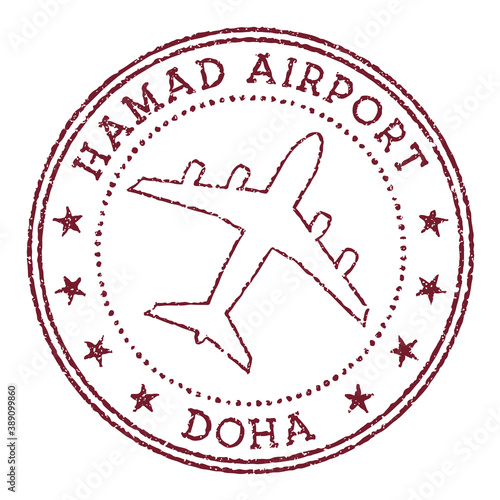 Hamad Airport Doha stamp. Airport of Doha round logo. Vector illustration. photo