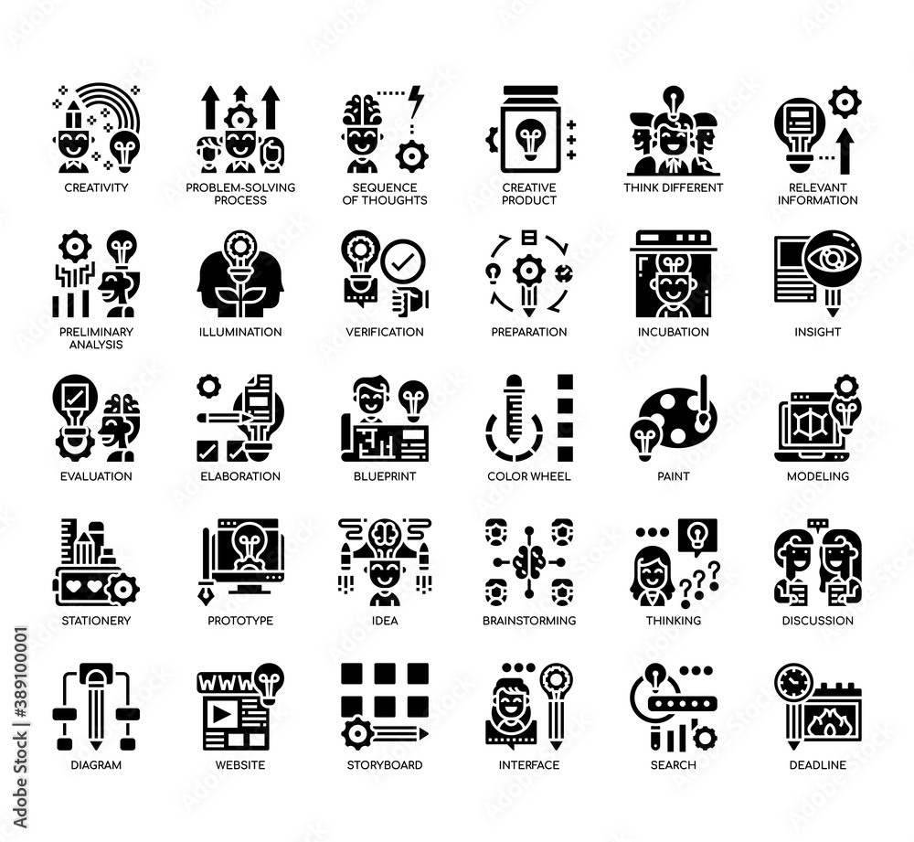 Set of creative process thin line and pixel perfect icons for any web ...