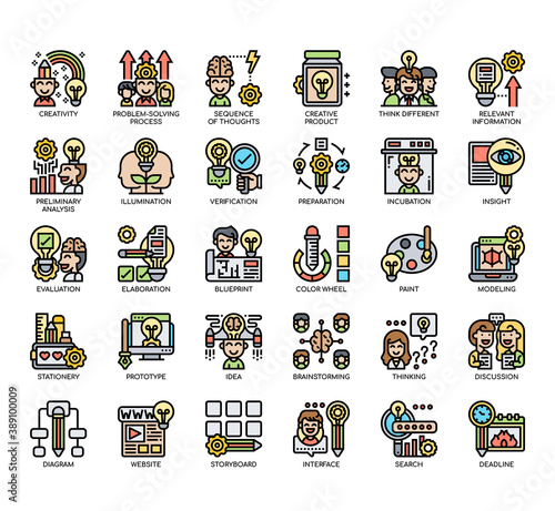 Set of creative process thin line and pixel perfect icons for any web and app project.