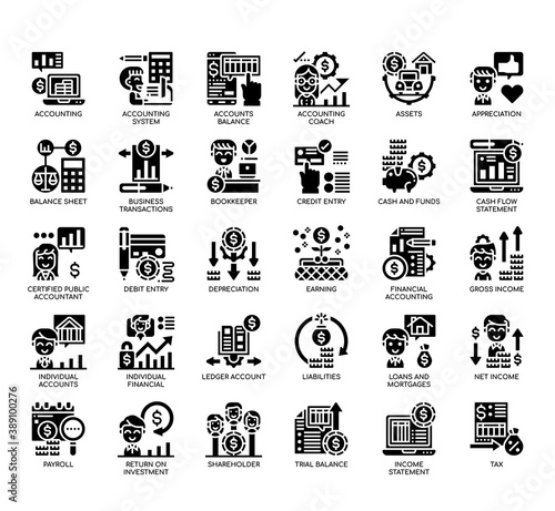 Set of Accounting thin line and pixel perfect icons for any web and app project.