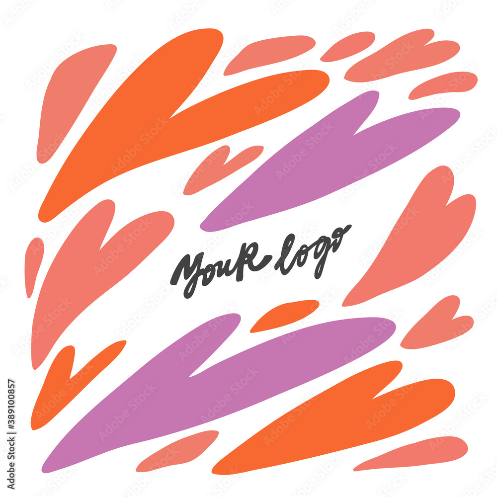 Hand drawn colorful border frame for your concept logo design or social media banner.