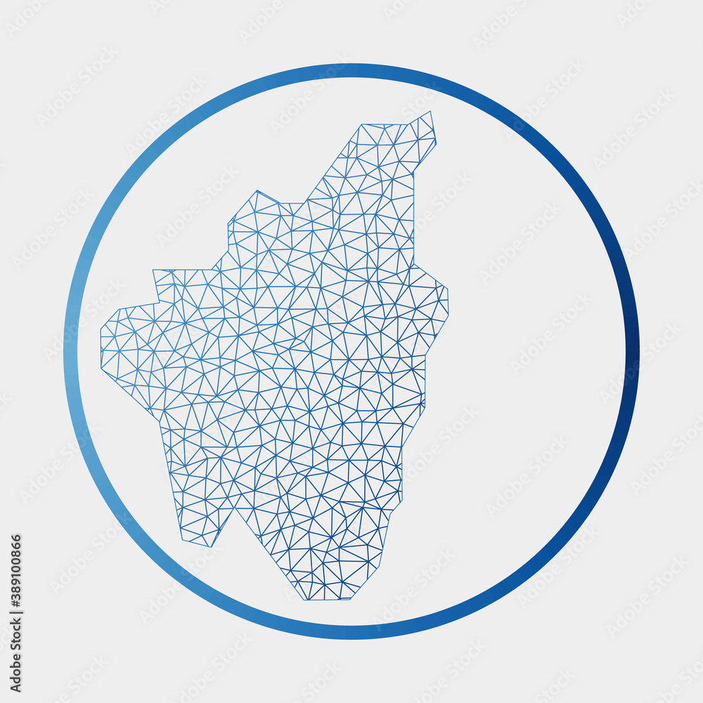 Lobos Island icon. Network map of the island. Round Lobos Island sign with gradient ring. Technology, internet, network, telecommunication concept. Vector illustration.