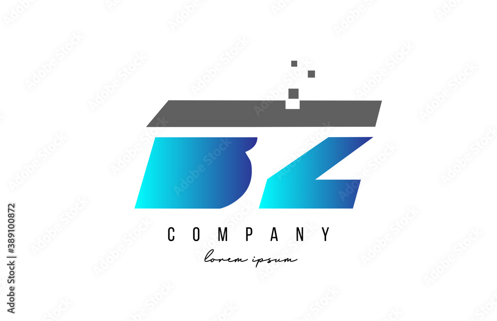 BZ B Z alphabet letter logo combination in blue and grey color. Creative icon design for company and business BZ B Z alphabet letter logo combination in blue and grey color. Creative icon design for company and business