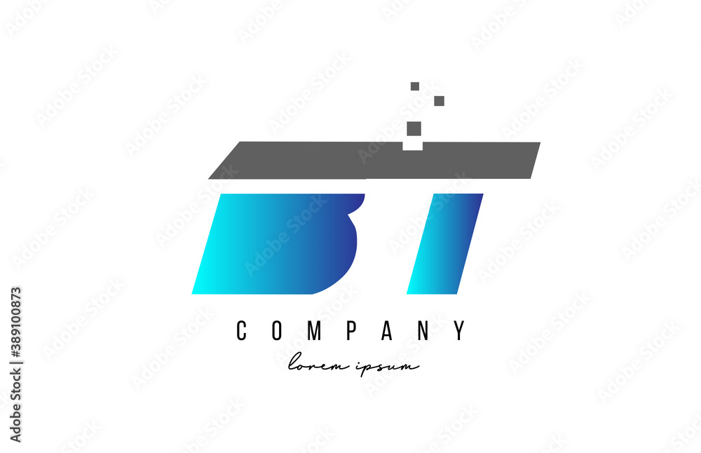 BT B T alphabet letter logo combination in blue and grey color. Creative icon design for company and business BT B T alphabet letter logo combination in blue and grey color. Creative icon design for company and business