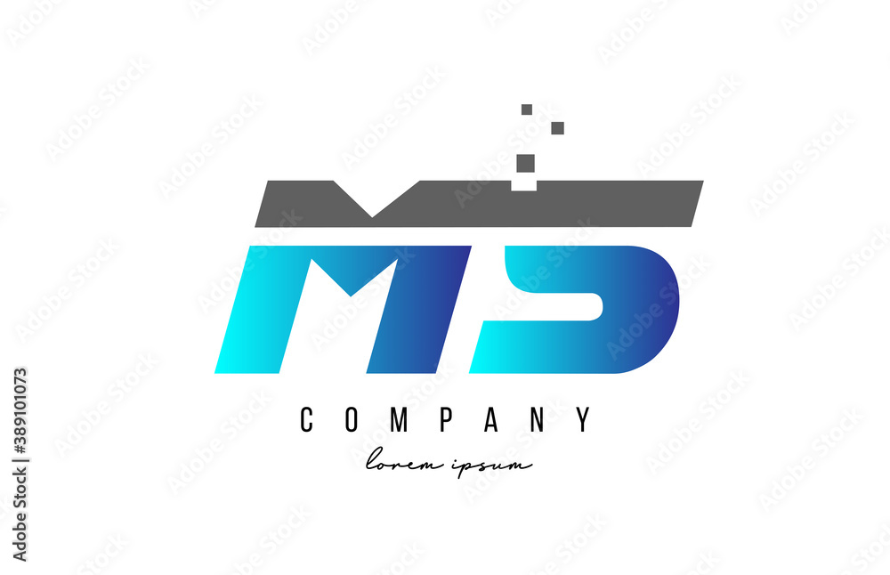 MS M S alphabet letter logo combination in blue and grey color. Creative icon design for company and business