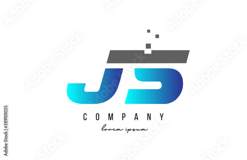 JS J S alphabet letter logo combination in blue and grey color. Creative icon design for company and business